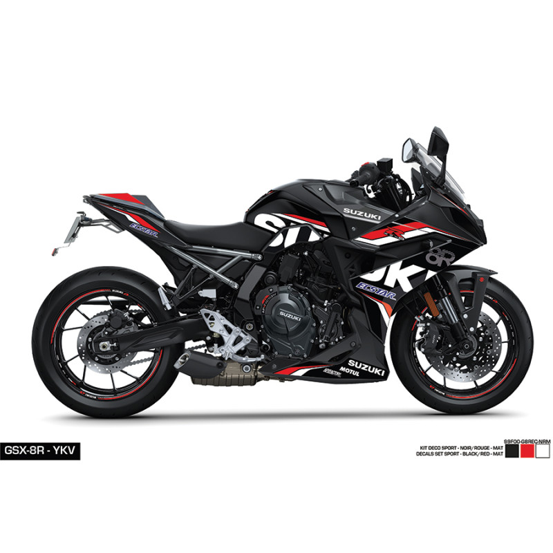 KIT DÉCO ECSTAR NOIR-ROUGE POUR GSX-8R